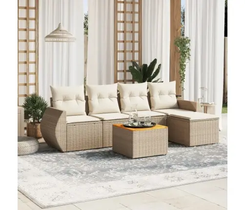 Sofos Komplektas Su Pagalvėlėmis, 6 Dalių, Smėlio, Poliratanas