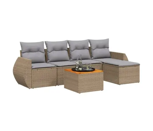 Sofos Komplektas Su Pagalvėlėmis, 6 Dalių, Smėlio, Poliratanas