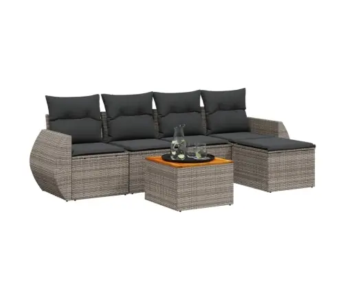 6-Daļīgs Dārza Dīvāna Komplekts Ar Matračiem, Pelēks Pe Pinums Vidaxl