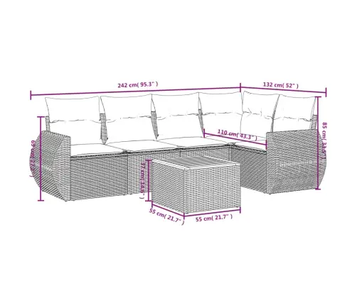 6-Osaline Aiadiivani Komplekt Patjadega, Must, Polürotang