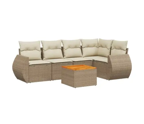 6-Daļīgs Dārza Dīvāna Komplekts, Matrači, Bēša Pe Rotangpalma Vidaxl