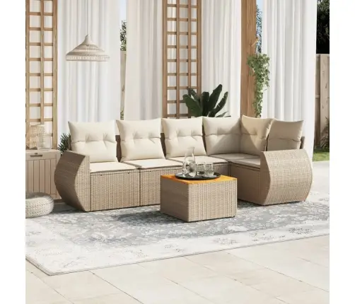 6-Daļīgs Dārza Dīvāna Komplekts, Matrači, Bēša Pe Rotangpalma Vidaxl