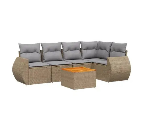 Sofos Komplektas Su Pagalvėlėmis, 6 Dalių, Smėlio, Poliratanas