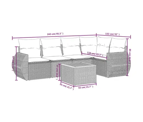 Sofos Komplektas Su Pagalvėlėmis, 6 Dalių, Smėlio, Poliratanas