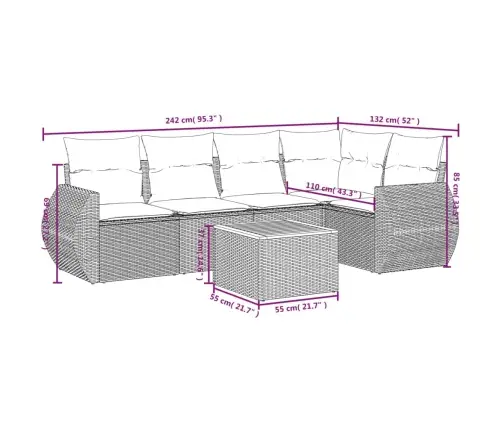 6-Osaline Aiadiivani Komplekt Patjadega, Hall, Polürotang