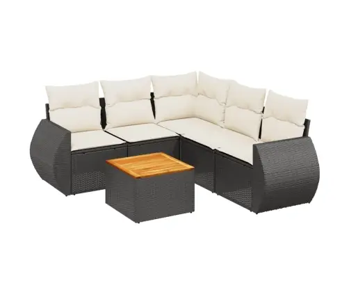 6-Daļīgs Dārza Dīvāna Komplekts, Matrači, Melna Pe Rotanpalma Vidaxl