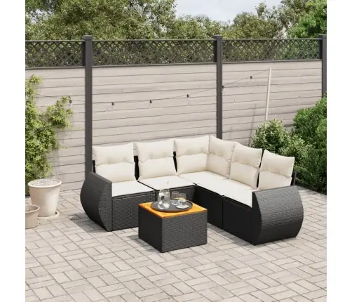 6-Daļīgs Dārza Dīvāna Komplekts, Matrači, Melna Pe Rotanpalma Vidaxl