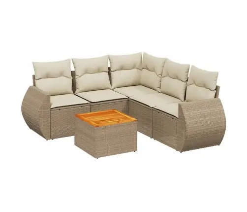 6-Daļīgs Dārza Dīvāna Komplekts, Matrači, Bēša Pe Rotangpalma Vidaxl