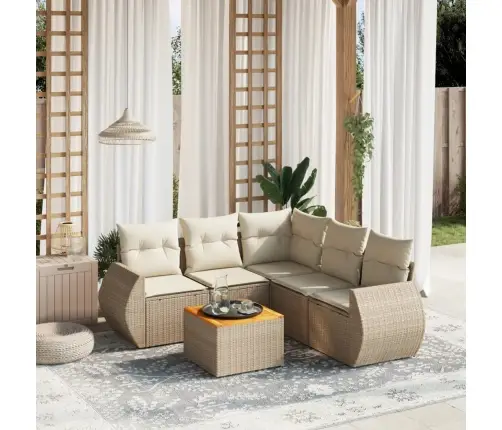 6-Daļīgs Dārza Dīvāna Komplekts, Matrači, Bēša Pe Rotangpalma Vidaxl