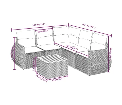 6-Daļīgs Dārza Dīvāna Komplekts, Matrači, Bēša Pe Rotangpalma Vidaxl