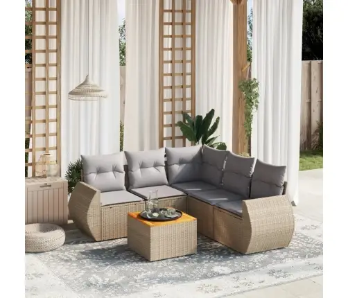 6-Daļīgs Dārza Dīvāna Komplekts, Matrači, Bēša Pe Rotangpalma Vidaxl