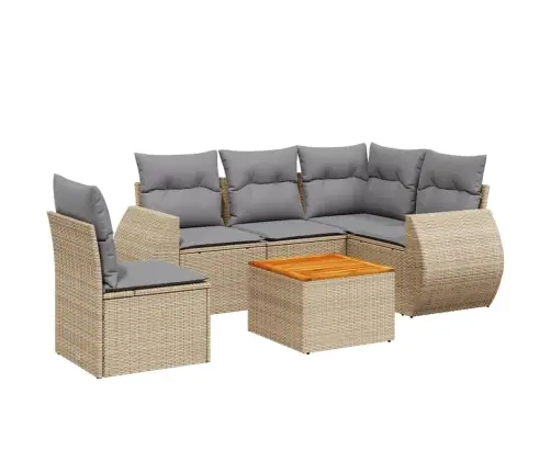 6-Daļīgs Dārza Dīvāna Komplekts, Matrači, Bēša Pe Rotangpalma Vidaxl