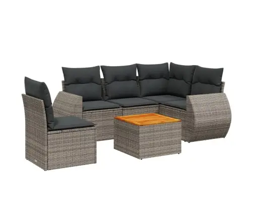 6-Daļīgs Dārza Dīvāna Komplekts Ar Matračiem, Pelēks Pe Pinums Vidaxl