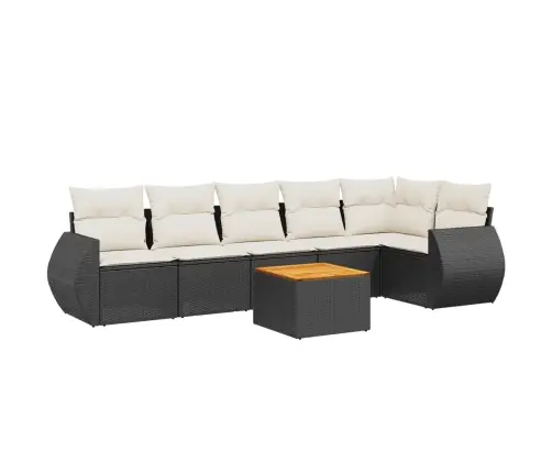 7-Daļīgs Dārza Dīvāna Komplekts Ar Matračiem, Melna Pe Vidaxl