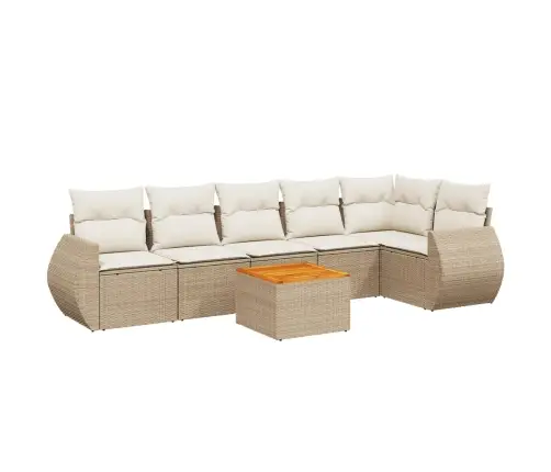 7-Daļīgs Dārza Dīvāna Komplekts, Matrači, Bēša Pe Rotangpalma Vidaxl