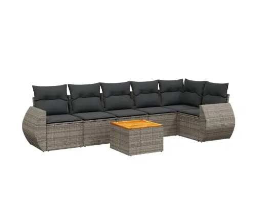 7-Daļīgs Dārza Dīvāna Komplekts, Matrači, Pelēka Pe Rotangpalma Vidaxl