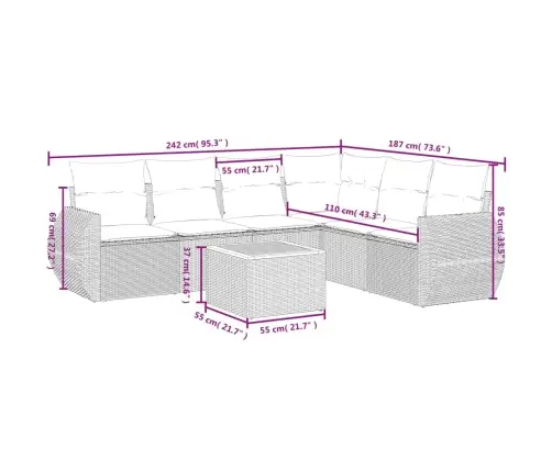 7-Osaline Aiadiivani Komplekt Patjadega, Must, Polürotang