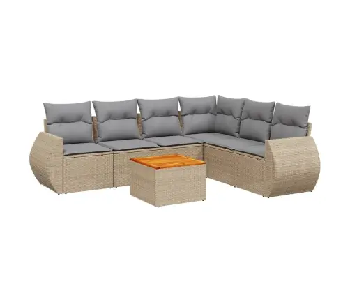 7-Daļīgs Dārza Dīvāna Komplekts, Matrači, Bēša Pe Rotangpalma Vidaxl