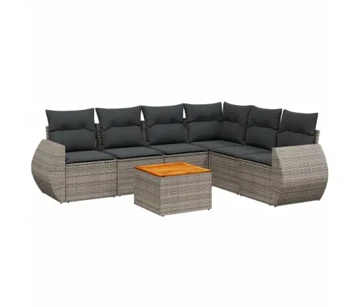 7-Daļīgs Dārza Dīvāna Komplekts, Matrači, Pelēka Pe Rotangpalma Vidaxl