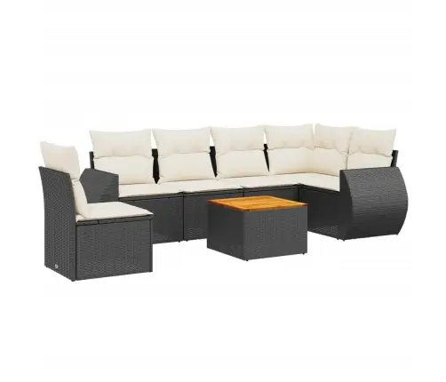 7-Daļīgs Dārza Dīvāna Komplekts Ar Matračiem, Melna Pe Vidaxl