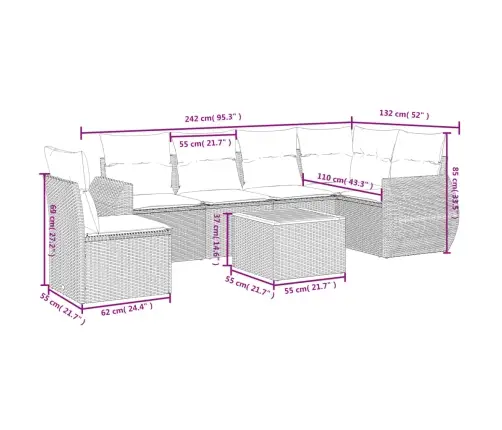 7-Daļīgs Dārza Dīvāna Komplekts Ar Matračiem, Melna Pe Vidaxl