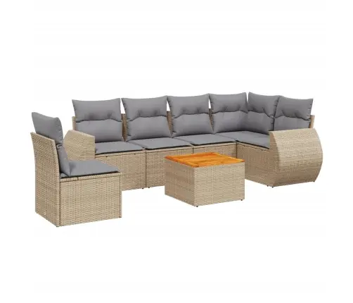 7-Daļīgs Dārza Dīvāna Komplekts, Matrači, Bēša Pe Rotangpalma Vidaxl