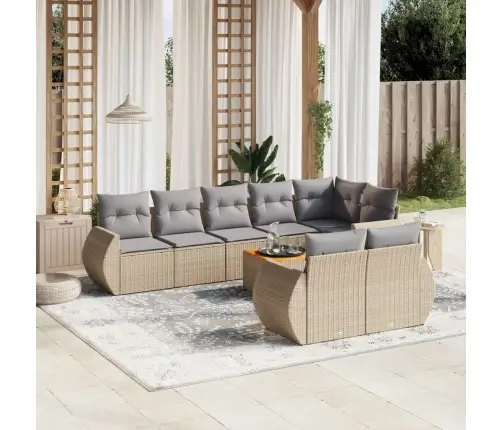 9-Osaline Aiadiivani Komplekt Patjadega, Beež, Polürotang