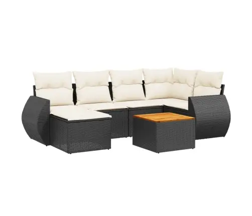 7-Daļīgs Dārza Dīvāna Komplekts Ar Matračiem, Melna Pe Vidaxl