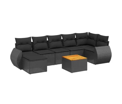 8-Daļīgs Dārza Dīvāna Komplekts, Matrači, Melna Pe Rotangpalma Vidaxl