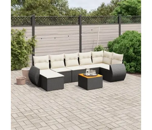 Sofos Komplektas Su Pagalvėlėmis, 8 Dalių, Juodas, Poliratanas