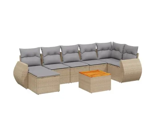 8-Daļīgs Dārza Dīvāna Komplekts, Matrači, Bēša Pe Rotangpalma Vidaxl