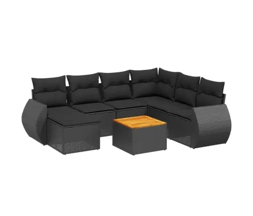 8-Daļīgs Dārza Dīvāna Komplekts, Matrači, Melna Pe Rotangpalma Vidaxl
