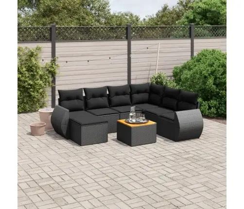8-Daļīgs Dārza Dīvāna Komplekts, Matrači, Melna Pe Rotangpalma Vidaxl