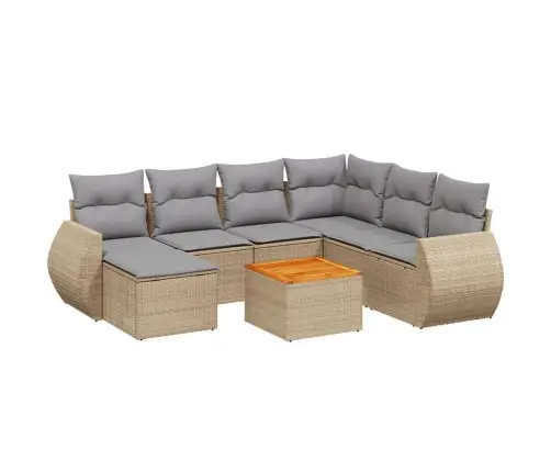 Sofos Komplektas Su Pagalvėlėmis, 8 Dalių, Smėlio, Poliratanas