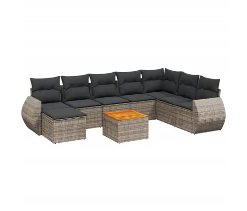 Sofos Komplektas Su Pagalvėlėmis, 9 Dalių, Pilkas, Poliratanas