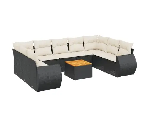 10-Daļīgs Dārza Dīvāna Komplekts, Matrači, Melna Pe Rotangpalma Vidaxl