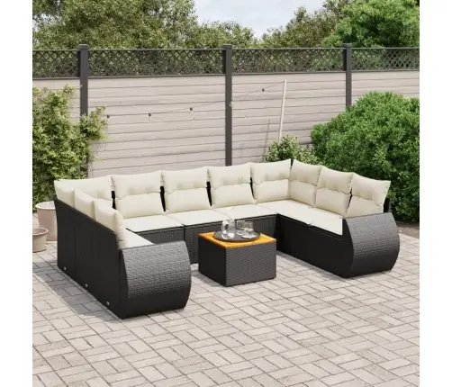 10-Daļīgs Dārza Dīvāna Komplekts, Matrači, Melna Pe Rotangpalma Vidaxl