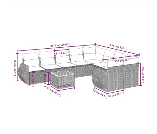 10-Osaline Aiadiivani Komplekt Patjadega, Hall, Polürotang