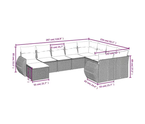 10-Daļīgs Dārza Dīvāna Komplekts, Matrači, Melna Pe Rotangpalma Vidaxl