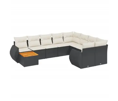 Sodo Komplektas Su Pagalvėlėmis, 10 Dalių, Juodas, Poliratanas