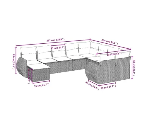 Sodo Komplektas Su Pagalvėlėmis, 10 Dalių, Juodas, Poliratanas