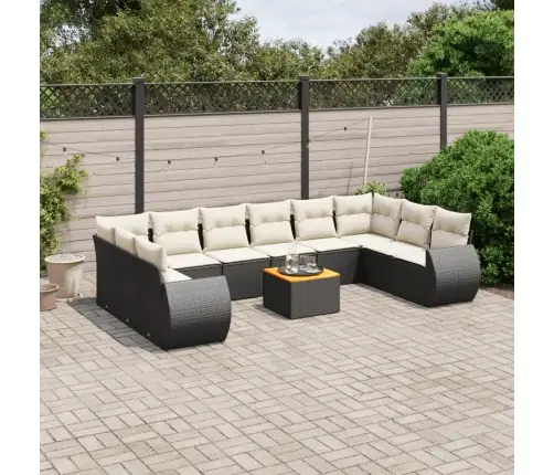 Sodo Komplektas Su Pagalvėlėmis, 11 Dalių, Juodas, Poliratanas