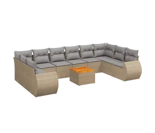 Sodo Komplektas Su Pagalvėlėmis, 11 Dalių, Smėlio, Poliratanas