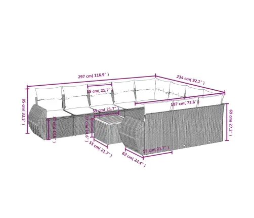 11-Osaline Aiadiivani Komplekt Patjadega, Must, Polürotang