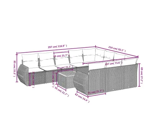Sodo Komplektas Su Pagalvėlėmis, 11 Dalių, Smėlio, Poliratanas