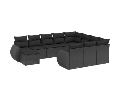 11-Daļīgs Dārza Dīvāna Komplekts, Matrači, Melna Pe Rotangpalma Vidaxl