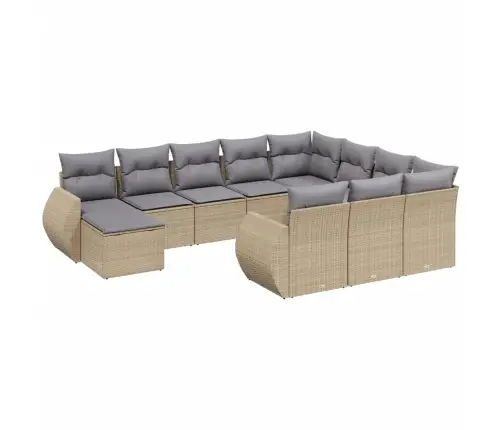 11-Daļīgs Dārza Dīvāna Komplekts, Matrači, Bēša Pe Rotangpalma Vidaxl