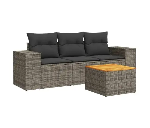 4-Osaline Aiamööbli Komplekt Patjadega, Hall, Polürotang