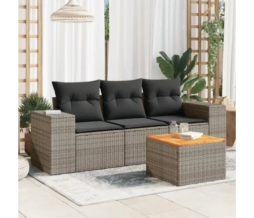 4-Osaline Aiamööbli Komplekt Patjadega, Hall, Polürotang