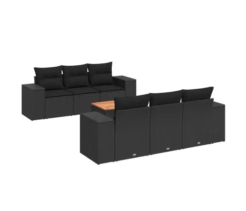 7-Daļīgs Dārza Dīvāna Komplekts Ar Matračiem, Melna Pe Vidaxl